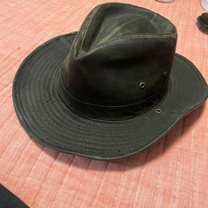 Weathered, cotton outback, cowboy hat purchased from REI